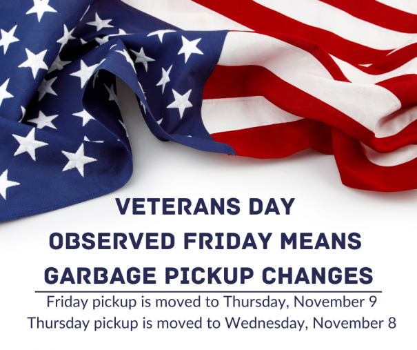 City Garbage Route Changes for Veterans Day Fergus Now